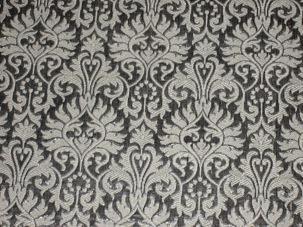 Silk Brocade Fabric Olive Grey &amp; Steel Grey color BRO97[3]