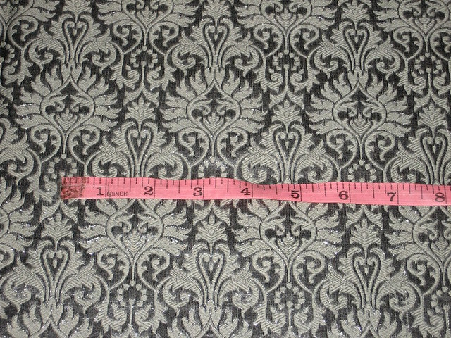 Silk Brocade Fabric Olive Grey &amp; Steel Grey color BRO97[3]