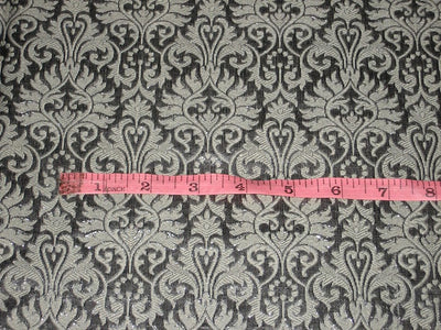 Silk Brocade Fabric Olive Grey &amp; Steel Grey color BRO97[3]