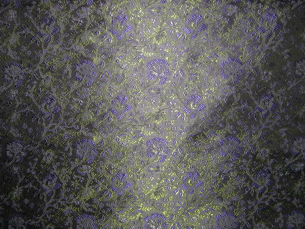 SILK BROCADE FABRIC Purple,Green &amp; Black