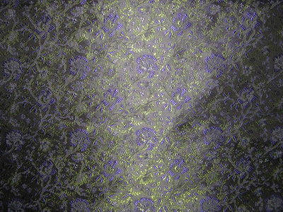 SILK BROCADE FABRIC Purple,Green &amp; Black