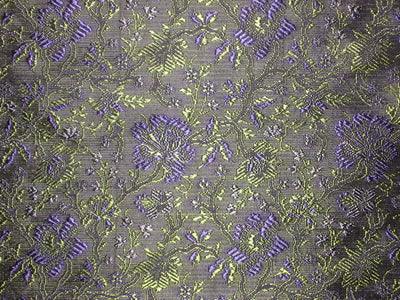 SILK BROCADE FABRIC Purple,Green &amp; Black