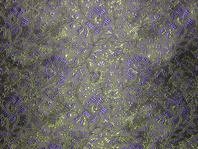 SILK BROCADE FABRIC Purple,Green &amp; Black