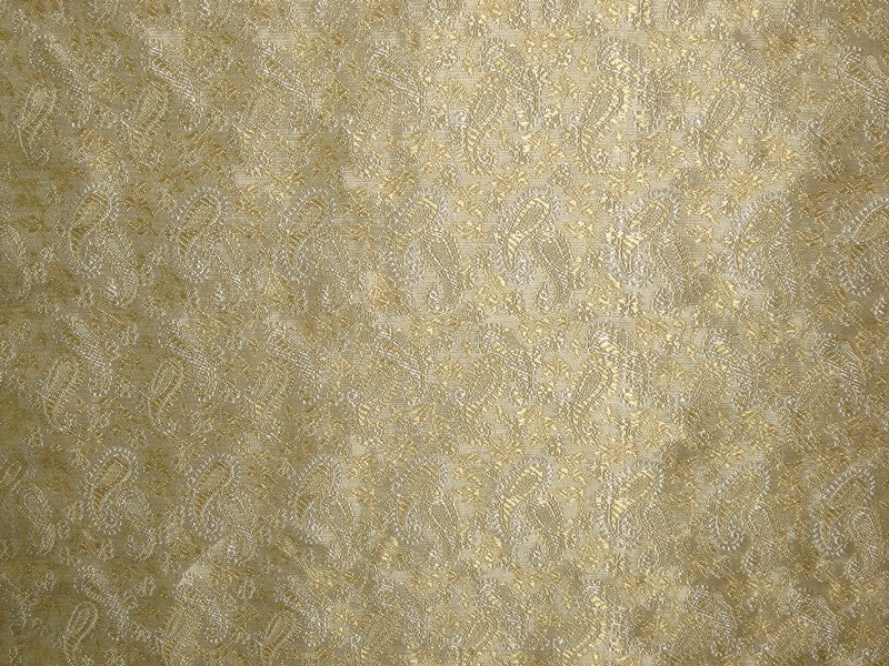 SILK BROCADE FABRIC Butter Gold &amp; Ivory 44&quot;  available for bulk preorder