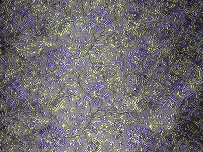 SILK BROCADE FABRIC Purple,Green &amp; Black