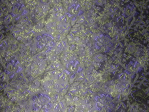 SILK BROCADE FABRIC Purple,Green &amp; Black
