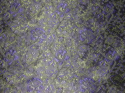 SILK BROCADE FABRIC Purple,Green &amp; Black