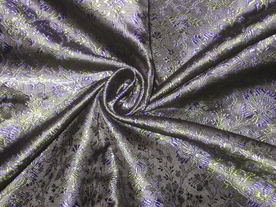 SILK BROCADE FABRIC Purple,Green &amp; Black