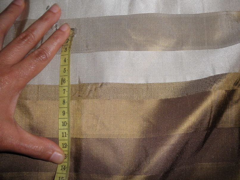 silk taffeta chocolate brown stripes/ satin stripes 54&quot; wide
