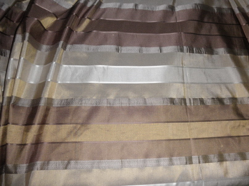 silk taffeta chocolate brown stripes/ satin stripes 54&quot; wide