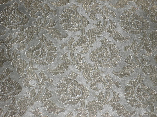 Heavy Pure Silk Brocade Fabric Ivory &amp; Gold color 44" wide BRO101[5]