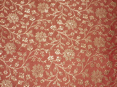 Silk Brocade fabric Tomato Red &amp; Gold 44" wide BRO103[3]