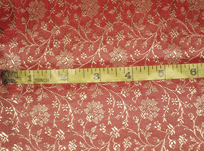 Silk Brocade fabric Tomato Red &amp; Gold 44" wide BRO103[3]