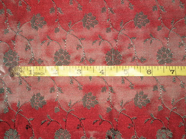 Silk Brocade fabric Wine Red &amp; Green 44" wide BRO102[6]