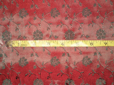 Silk Brocade fabric Wine Red &amp; Green 44" wide BRO102[6]