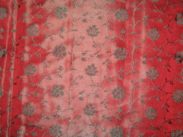 Silk Brocade fabric Wine Red &amp; Green 44" wide BRO102[6]