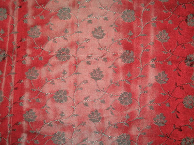 Silk Brocade fabric Wine Red &amp; Green 44" wide BRO102[6]