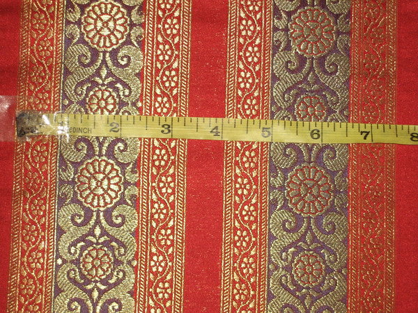 100% Pure Silk Brocade fabric Pink, Gold &Blue colour 44&quot; wide BRO74[1]
