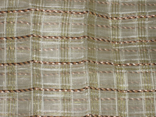 ivory silk organza fabric 44&quot; ~fancy rope stripes / plaids