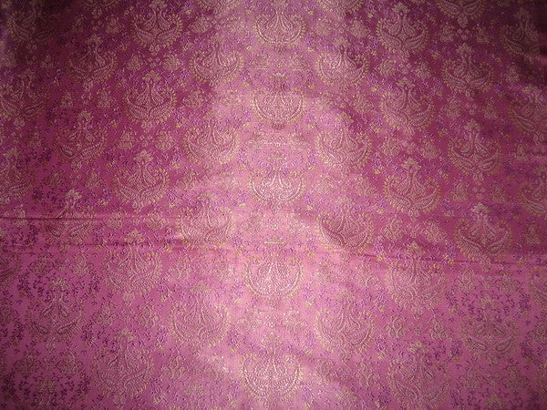 Silk Brocade Fabric Fuchsia Pink &amp; Gold 44" wide BRO107[4]