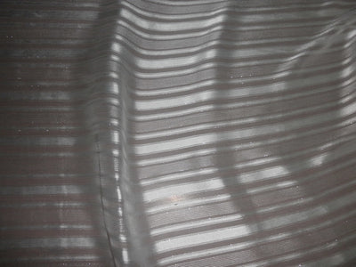 white thin silk fabric ~satin stripe{silver lurex} 44&quot; wide