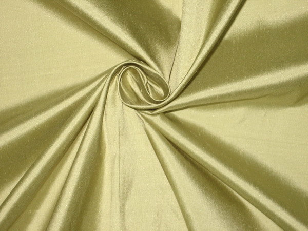 Pure SILK Dupioni FABRIC Light Olive Green color 54