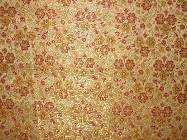 Silk Brocade fabric Red,Gold & Metallic Gold color 44" wide BRO113[2]