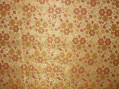 Silk Brocade fabric Red,Gold & Metallic Gold color 44" wide BRO113[2]