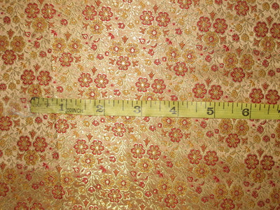 Silk Brocade fabric Red,Gold & Metallic Gold color 44" wide BRO113[2]