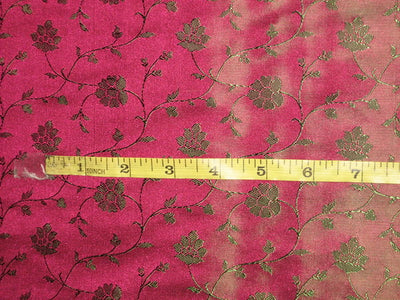 Silk Brocade fabric Indian Pink &amp; Green 44" wide BRO112[3]