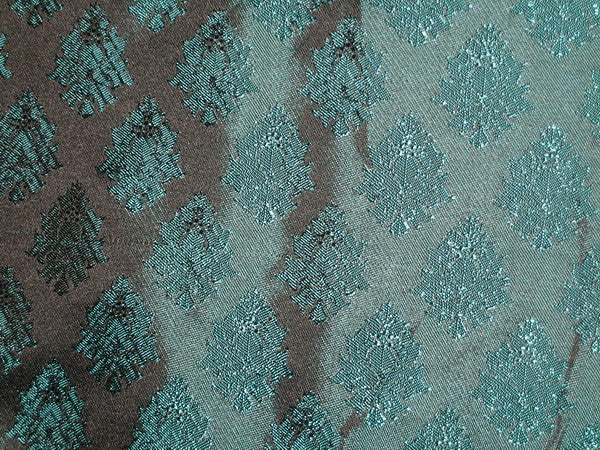 Silk Brocade fabric Black &amp; Teal color 44" wide BRO116[4]