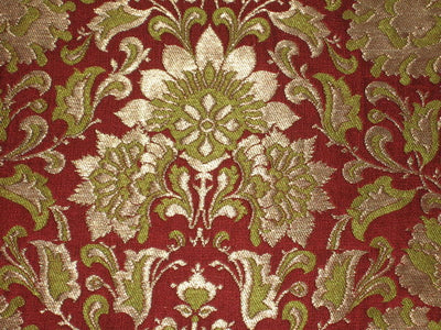 Heavy Silk Brocade Fabric Green,Wine &amp; Gold color 44" wide BRO117[2]