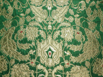 Heavy Silk Brocade Fabric Green,Red &amp; Metallic Gold color 44" wide BRO120[1]
