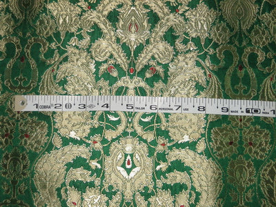 Heavy Silk Brocade Fabric Green,Red &amp; Metallic Gold color 44" wide BRO120[1]