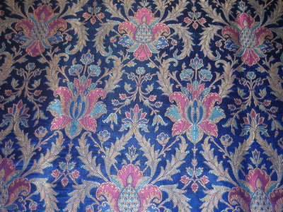 Heavy Silk Brocade Fabric deep royal blue color 36" wide BRO121[1]