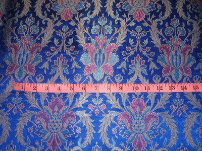 Heavy Silk Brocade Fabric deep royal blue color 36" wide BRO121[1]