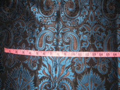Heavy Silk Brocade Fabric Blue,Metalic Bronze & Black color 36" wide BRO122[2]