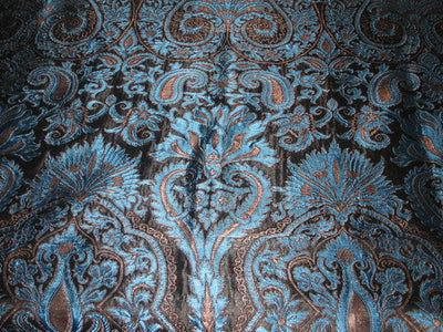 Heavy Silk Brocade Fabric Blue,Metalic Bronze & Black color 36" wide BRO122[2]