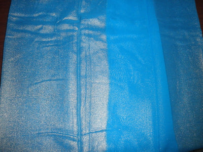 turquoise blue colour Silk georgette fabric (gold glitter look) 44&quot; wide