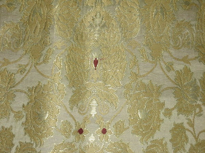 Heavy Pure Silk Brocade Fabric Metallic,Wine &amp; Gold 44" wide BRO126[5]