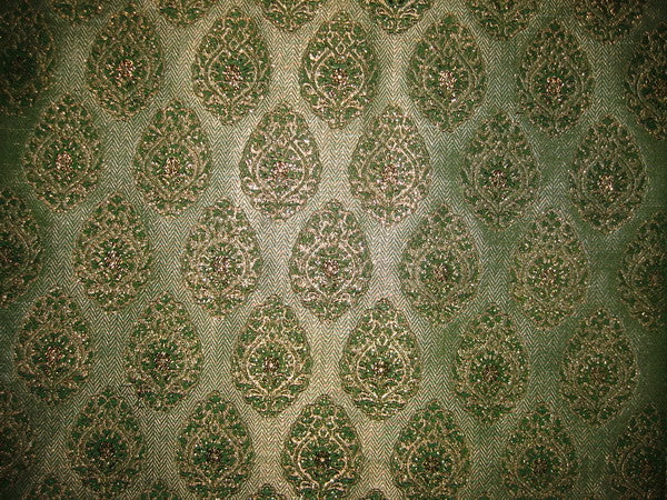 Silk Brocade fabric Metallic Bronze &amp; Green 44" wide BRO125[5]
