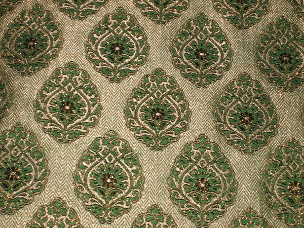Silk Brocade fabric Metallic Bronze &amp; Green 44" wide BRO125[5]