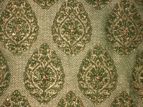 Silk Brocade fabric Metallic Bronze &amp; Green 44" wide BRO125[5]