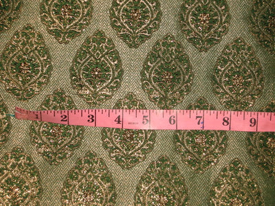 Silk Brocade fabric Metallic Bronze &amp; Green 44" wide BRO125[5]
