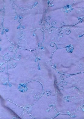 silk chiffon embroidery-blue embroidery'