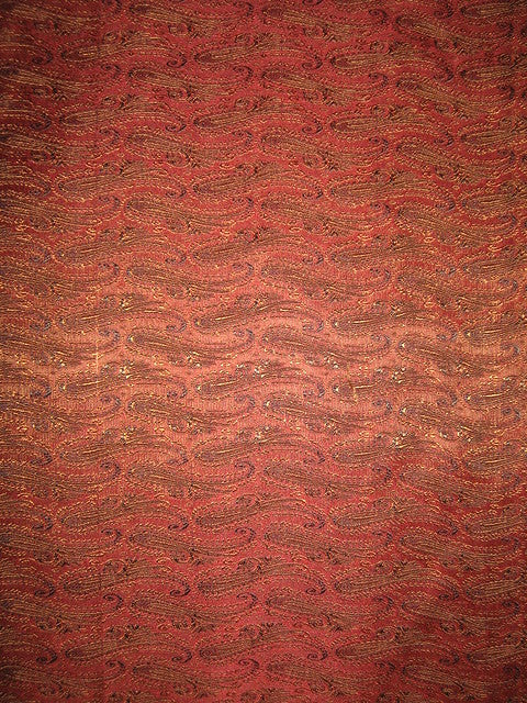 SILK BROCADE FABRIC Black ,Red & Brown color 44" wide BRO127[3]