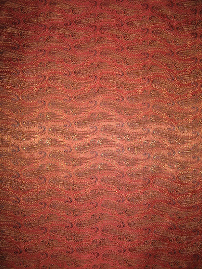 SILK BROCADE FABRIC Black ,Red & Brown color 44" wide BRO127[3]