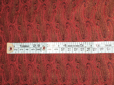 SILK BROCADE FABRIC Black ,Red & Brown color 44" wide BRO127[3]