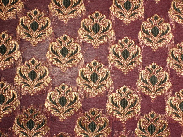 Silk Brocade Fabric Metallic Gold,Green &amp; Purple BRO132[3]