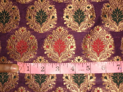 Silk Brocade Fabric Gold,Green,Red &amp; Purple color 44" wide BRO132[1]